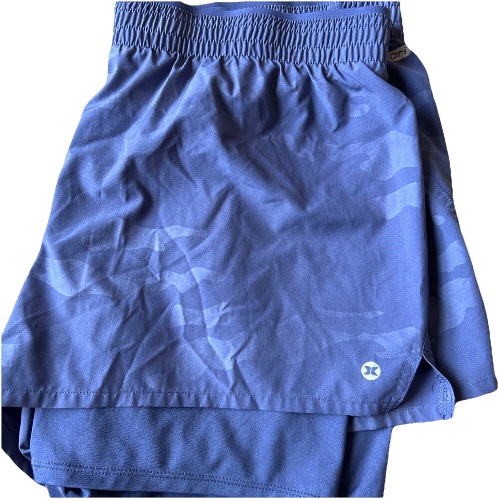 WOMEN'S RUNNING SHORTS Large CAMO BLUE Gym Walk Run Workout Sporty Outdoor Walk